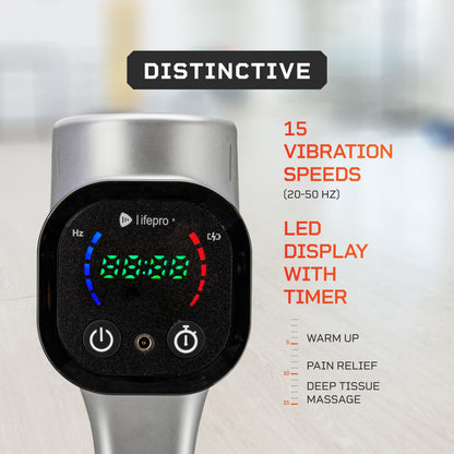LifePro Sonic Pro Handheld Electric Massage Gun – Deep Tissue Percussion Massager Gun with 10 Speeds & 9 Heads – Muscle Massager for Athletes Back, Legs, Arms