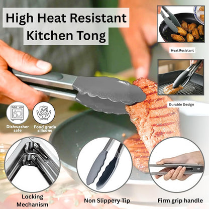SAMIA 8 Inch Silicone Air Fryer Liners Set - 4 Reusable Non-Stick Liners with Basting Brush & Food Tong