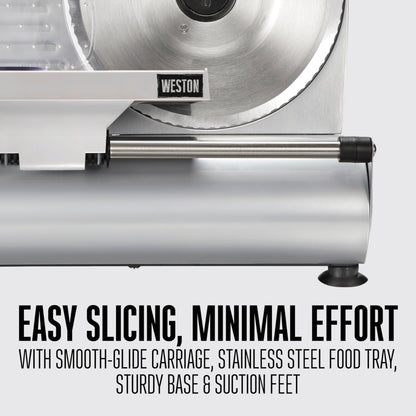 Weston Electric Meat Cutting Machine, Deli & Food Slicer, Adjustable Slice Thickness, Non-Slip Suction Feet, Removable 9” Stainless Steel Blade, Easy to Clean