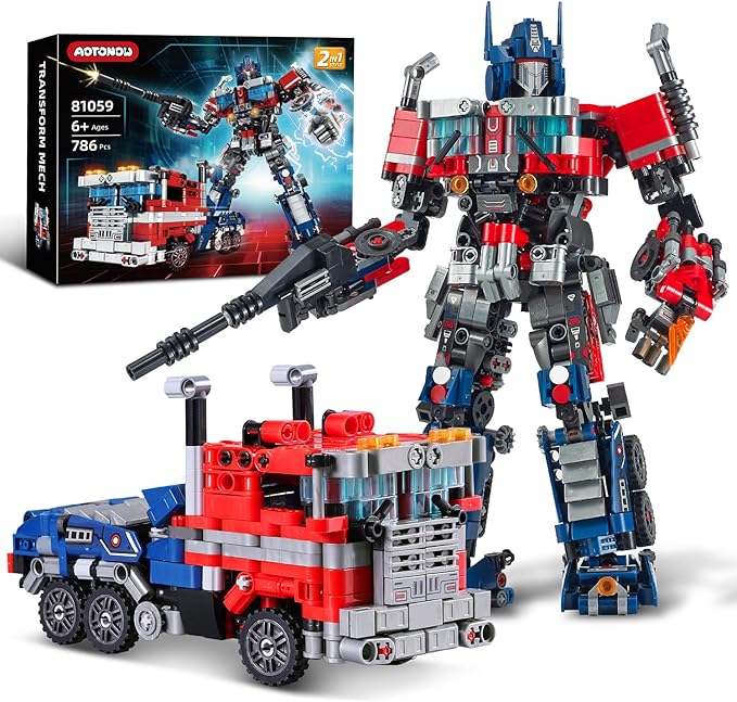 2 in 1 Transform Robots Building Sets for AdultsMecha Transforming Building Blocks Truck KitsAction Figures Toys for Movie FansChristmasBirthday Gift for Kids and Boys 8-14