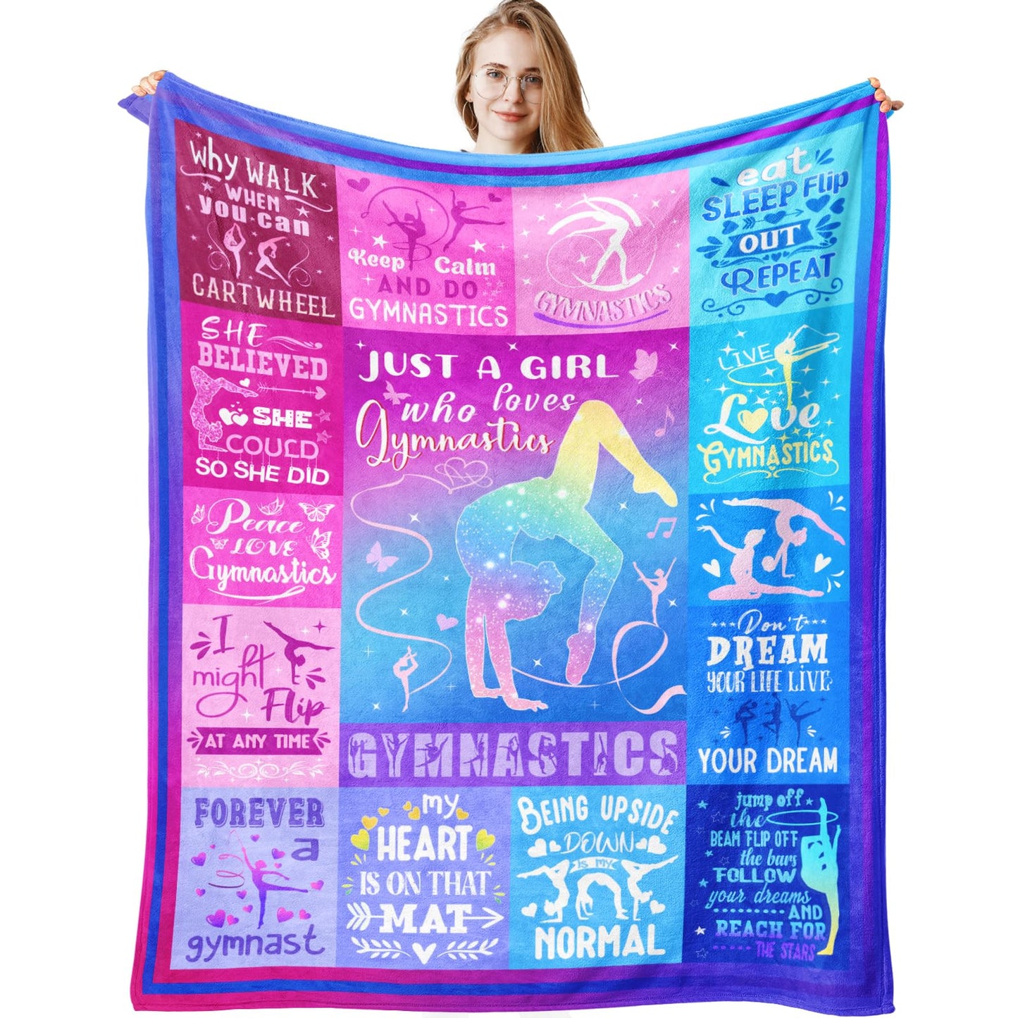 Gymnastics Blanket Gifts for Girls Soft Gymnastics Flannel Throw Blanket Gymnasts Lovers for Kids Birthday Gifts 50"X40"