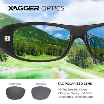 Xagger Sports Polarized Sunglasses for Men Wrap Around TR90 Frame Driving Fishing Running Sun Glasses