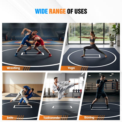 HESMAX 10' x 10' Wrestling Mat, Foldable Martial Arts Thick Mat, XPE Foam Wrestling Mats for BJJ, MMA, Jiu Jitsu, Judo & Grappling 1p2