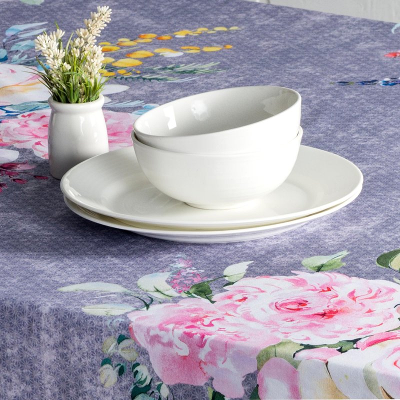 Maison d' Hermine Table Cloth Rectangle Table 100% Cotton 54 x 72 Inches Tablecloth Reusable Decorative for Dining Kitchen Farmhouse Gifts for Mothers Day Spring Summer - Sweet Rose Lavender - Lush