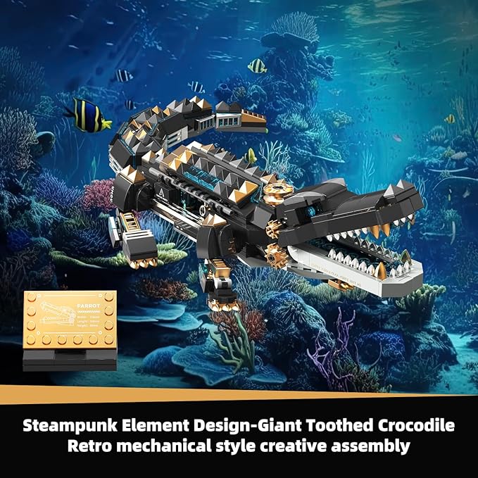 541 Piece Crocodile Building SetsSea Creatures Creative Model Building KitSTEM Dinosaur World Park Building Toy Mechanical Animal Brick SetChristmas Birthday Gifts for BoysTeens Adults