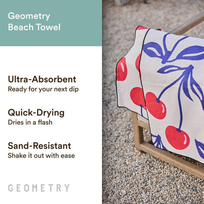 GEOMETRY Micro-Loop Beach Towel – Spring & Summer Collection – Quick-Dry, Sand-Resistant, Ultra-Absorbent Compact Towel for Beach & Travel (Wind Down)