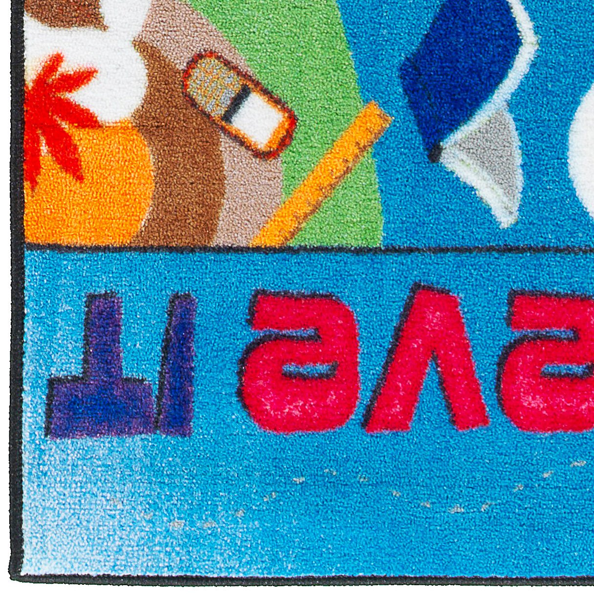 Flagship Carpets Dare to Dream Educational Rug for Children's Classroom Carpet, Home Learning Area Rug, Playroom or Kids Room Mat, 3' x 5', Blue