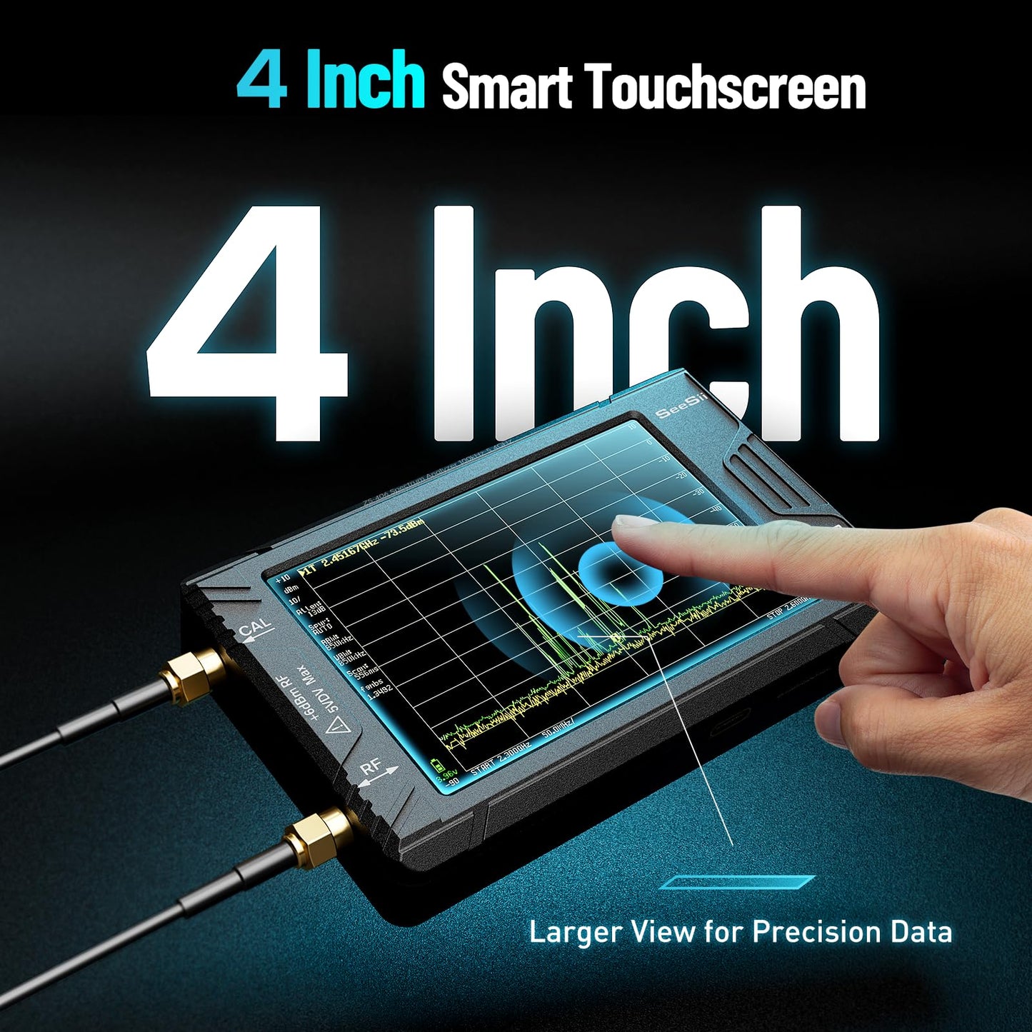 SeeSii TinySA Ultra+ ZS406 Spectrum Analyzer, 4.0 Inch 100kHz to 5.4GHz Handheld Tiny Frequency Analyzer with 32Gb Card, 2-in-1 Signal Generator MF/HF/VHF UHF Input,V0.4.6.1,2025 Upgraded
