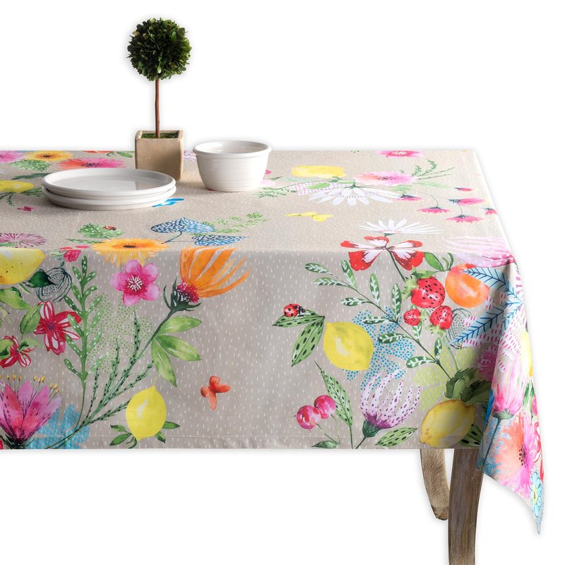 Maison d' Hermine Table Cloth Rectangle Table 100% Cotton 60 x 120 Inches Tablecloth Reusable Decorative for Dining Kitchen Room Farmhouse Home Gifts for Mothers day Spring Summer - Jardin D'Ete - Fog