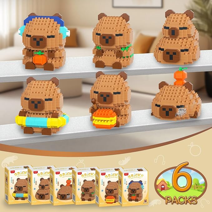 HIGH GODO Capybara Easter Party Favors Building Set 2120PCS Cute Capybara for Goodie Bag Stuffers Party Favors Birthday Easter Gifts for Adult Teens 14+ (Not Compatible with Major Brand)