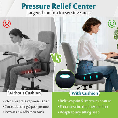 AOSSA Donut Pillow for Hemorrhoids & Tailbone Pain, Bed Sore Cushions for Butt, BBL Pillow After Surgery for Sleeping, Ergonomic Pressure Relief Seat Cushion for Sciatica, Postpartum (Black)