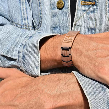 MagEnergy Copper Bracelet for Men, Cross Copper Magnetic Bracelet with Ultra Strength Magnets, Adjustable Link Jewelry Box Gift (Sizing Tool)