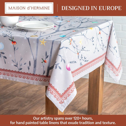 Maison d' Hermine Table Cloth Square Table 100% Cotton 60 x 60 Inches Fall Tablecloth Reusable Everyday Use for Thanksgiving Christmas Decorations Dining Farmhouse Party (Fairy Christmas)