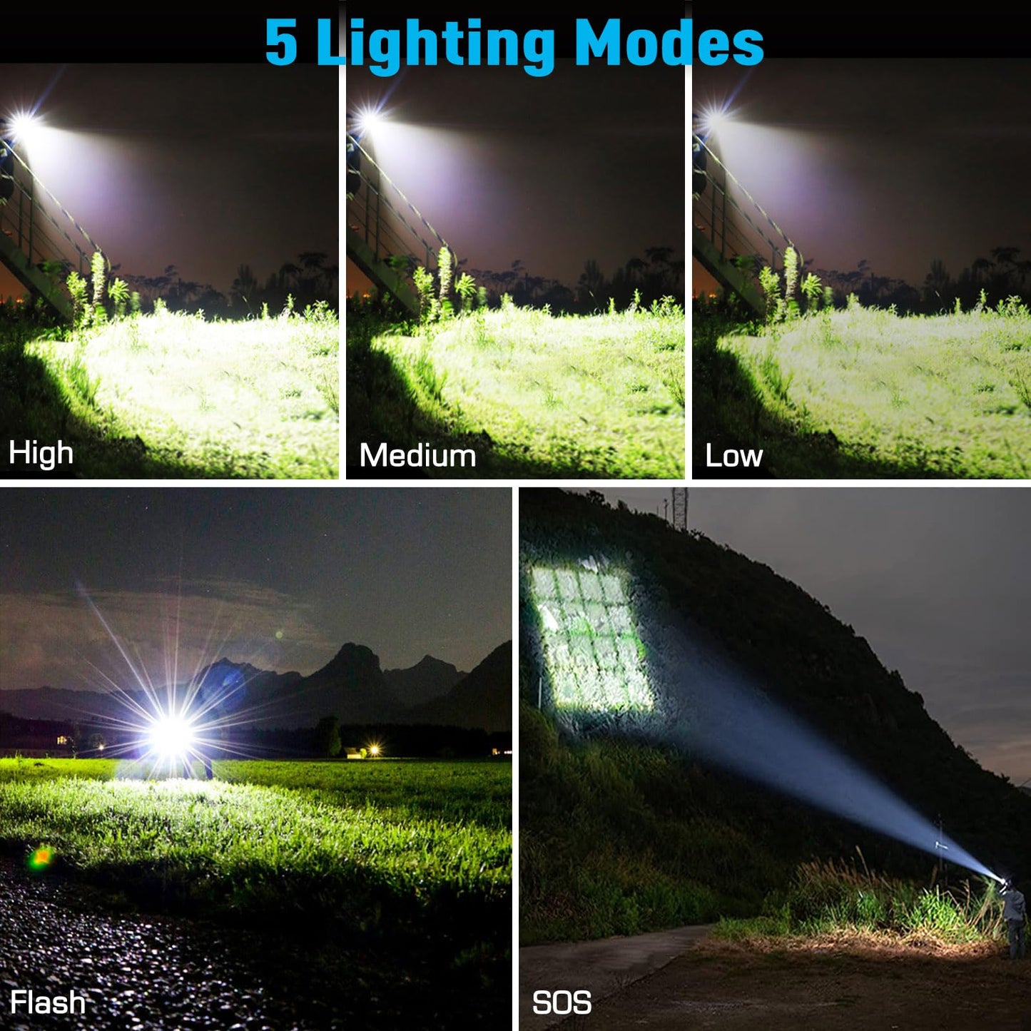 ANKRA 90000LM High Lumen Rechargeable LED Flashlight, High Lumens XHP70.2, 10 Modes Zoomable,Waterproof,USB Output Power Bank,Tactical Flashlight for Camping,Hiking,Emergencies (2-Pack)