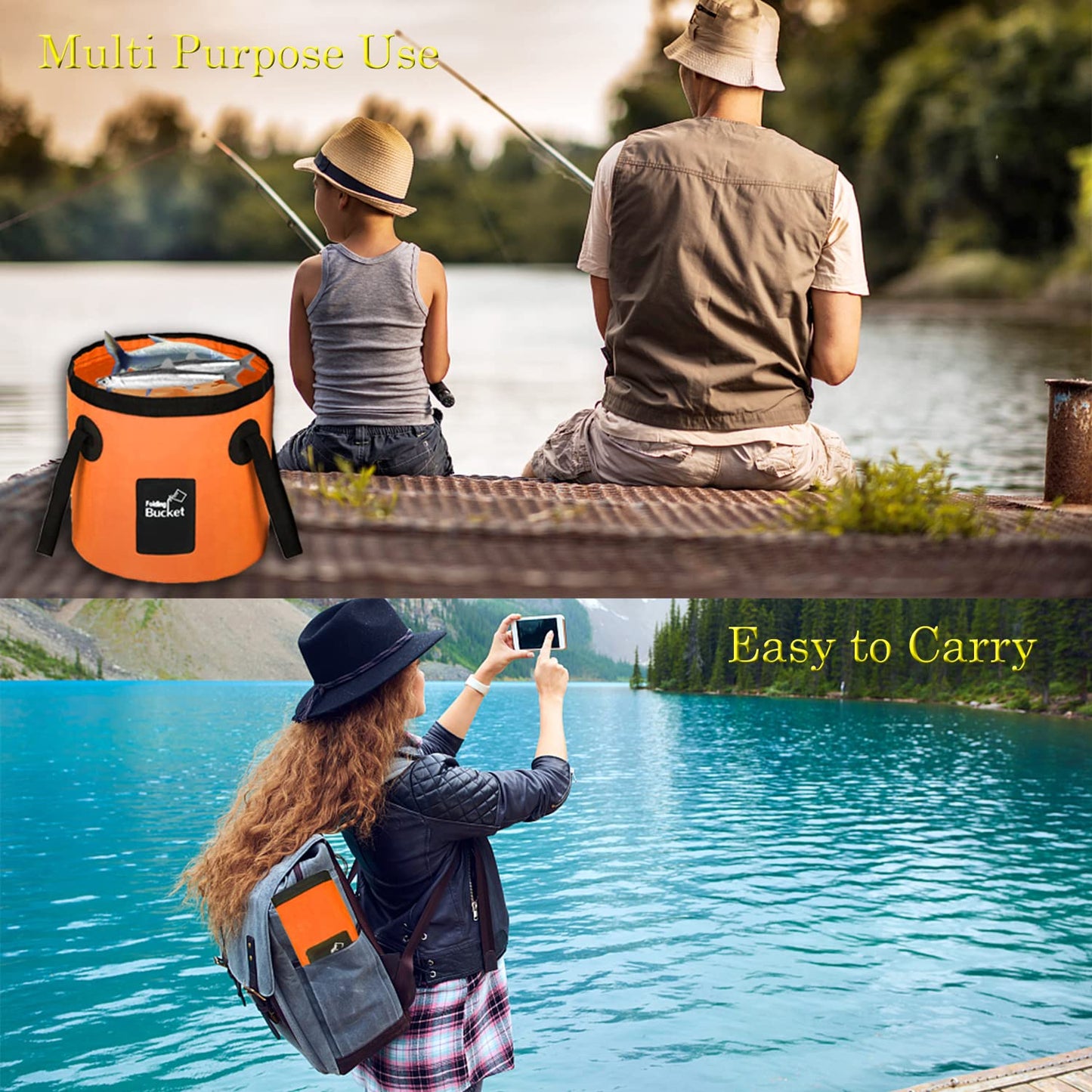 Esthesia 5 Gallon Collapsible Wash Basin - Multifunctional Portable Folding Bucket for Travelling, Camping, Hiking, Fishing, Gardening