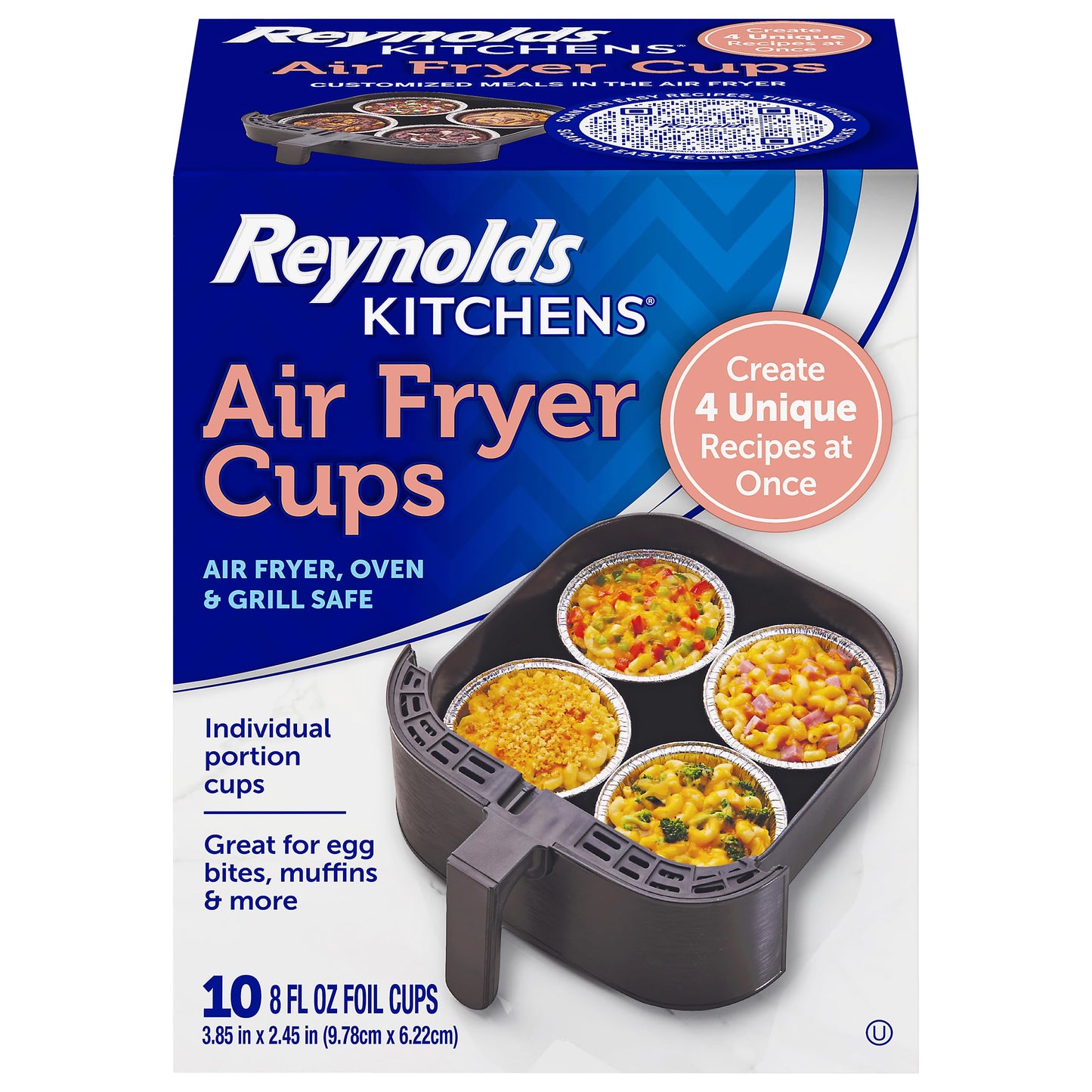 Reynolds Kitchens Air Fryer Liners Disposable, Unbleached Parchment Paper Sheets, 50 Count