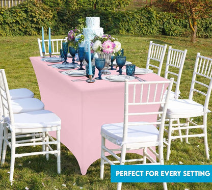 Utopia Kitchen Spandex Tablecloth 2 Pack [4FT, Pink] Tight, Fitted, Washable and Wrinkle Resistant Stretch Table Cloth Rectangle Cover for Trade Show, Weddings & Parties [48Lx30Wx30H Inch]