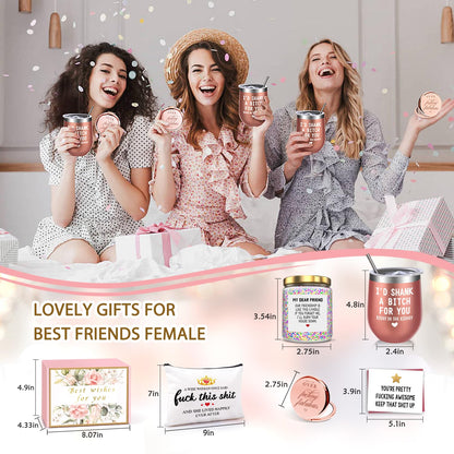 Birthday Gifts for Women Best Friends,Friendship Gifts for Women Her BFF Female Friends Bestie Sister Gift Basket from Sister Lavender Scented Candles 12oz Tumbler