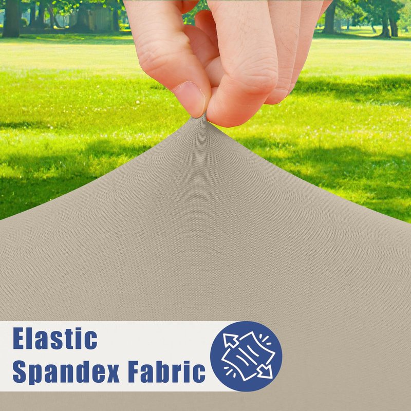 Moosfor Round Spandex Tablecloth, Elastic Fitted Waterproof Tablecloths for 31"-35" Tables, Stretch Washable Picnic Table Cover for Camping, Dining, Indoor and Outdoor, Taupe