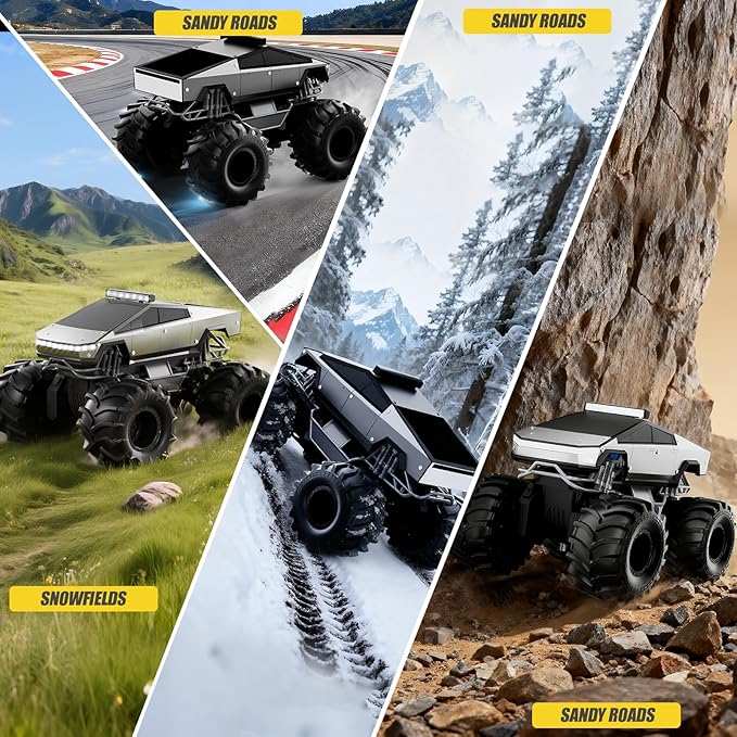 Remote Control Car 1:18 Amphibious RC Cars 4WD All Terrain Off-Road Pickup 2.4GHz Waterproof Cyber Truck 360° Rotatable Monster Truck Toys for Boys Christmas Birthday Gifts Age 6 7 8 9 10-13+