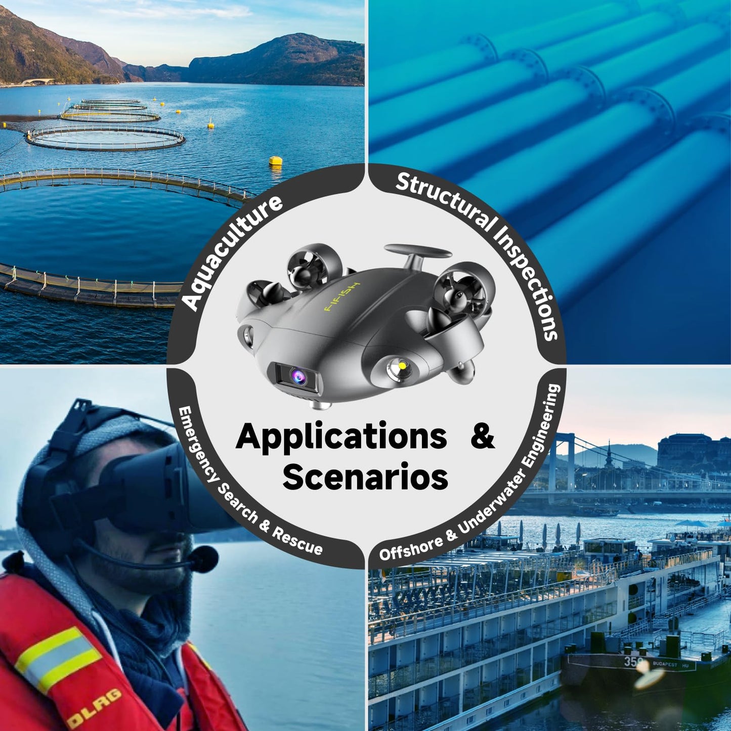FIFISH QYSEA V6 Expert M200A Underwater Drone with Robotic Arm, AI Vision Lock Portable ROV with Q-Interface, Underwater Robot with Industrial Case, 6 Hours Working Time, 4K Camera, 660ft Dive