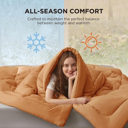 Bedsure Comforter Duvet Insert - All-Season Twin Size Quilted Down Alternative Bedding, Burnt Orange, 88 x 68 Inches