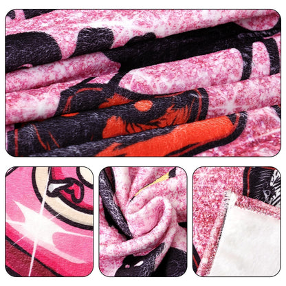 Halloween Throw Blanket Pink: Ultra Soft Ghost Flannel Blanket with Horror Movie 60"x 60", Lightweight Plush Comfy Blanket Halloween Decor for Bed, Couch, Sofa, Living Room, Office, Indoor