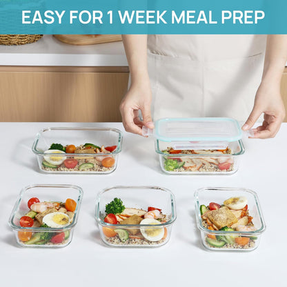 Vtopmart Glass Food Storage Containers - 8 Pack Airtight Meal Prep Containers | BPA Free, Microwave & Oven Safe