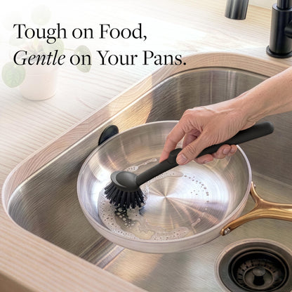 Earth & Mango Magnetic Dish Brush & Scraper, Snaps to Sink, Non-Scratch, Dishwasher Safe, Dish Scrubber – Onyx Black