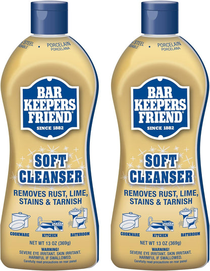 Bar Keepers Friend Soft Cleanser - 13 oz Liquid | Multipurpose Surface Cleaner for Soap Scum & Grease