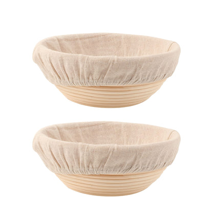 DOYOLLA Bread Proofing Baskets Set of 2 8.5 inch Round Dough Proofing Bowls and Liners Perfect Home Sourdough Bread Baking supplies