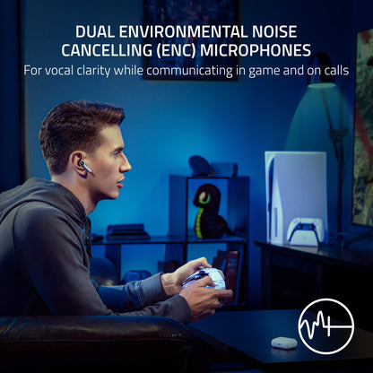 Razer Hammerhead HyperSpeed Wireless Multi-Platform Gaming Earbuds for PlayStation 5 / PS5, PC, Mobile: ANC - Noise Cancelling Mic - Bluetooth 5.2 - RGB Chroma - 30 Hr Battery