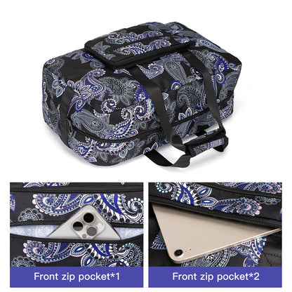 F.FETIVIN Weekender Bag Carry On Travel Duffle Bag Medium Overnight Bag for Women(Black Paisley)