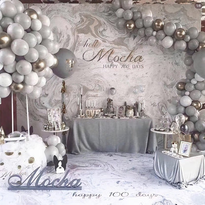 PartyWoo Grey Balloons 140pcs Different Sizes Pack of 18 12 10 5 Inch Light Pastel Pale Gray Latex Balloon Arch Kit Garland for Baby Shower Graduation Wedding Birthday Party Decorations Gray-Y76