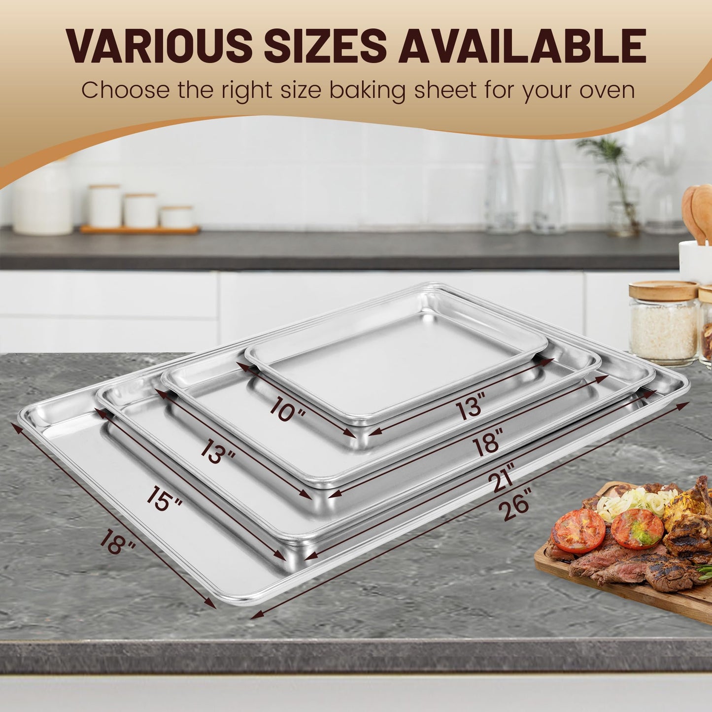 BIEAMA 12 Pack Full Size Baking Sheet Pan Aluminum Commercial Pan for Oven Freezer Bakery Hotel Restaurant 26" × 18"
