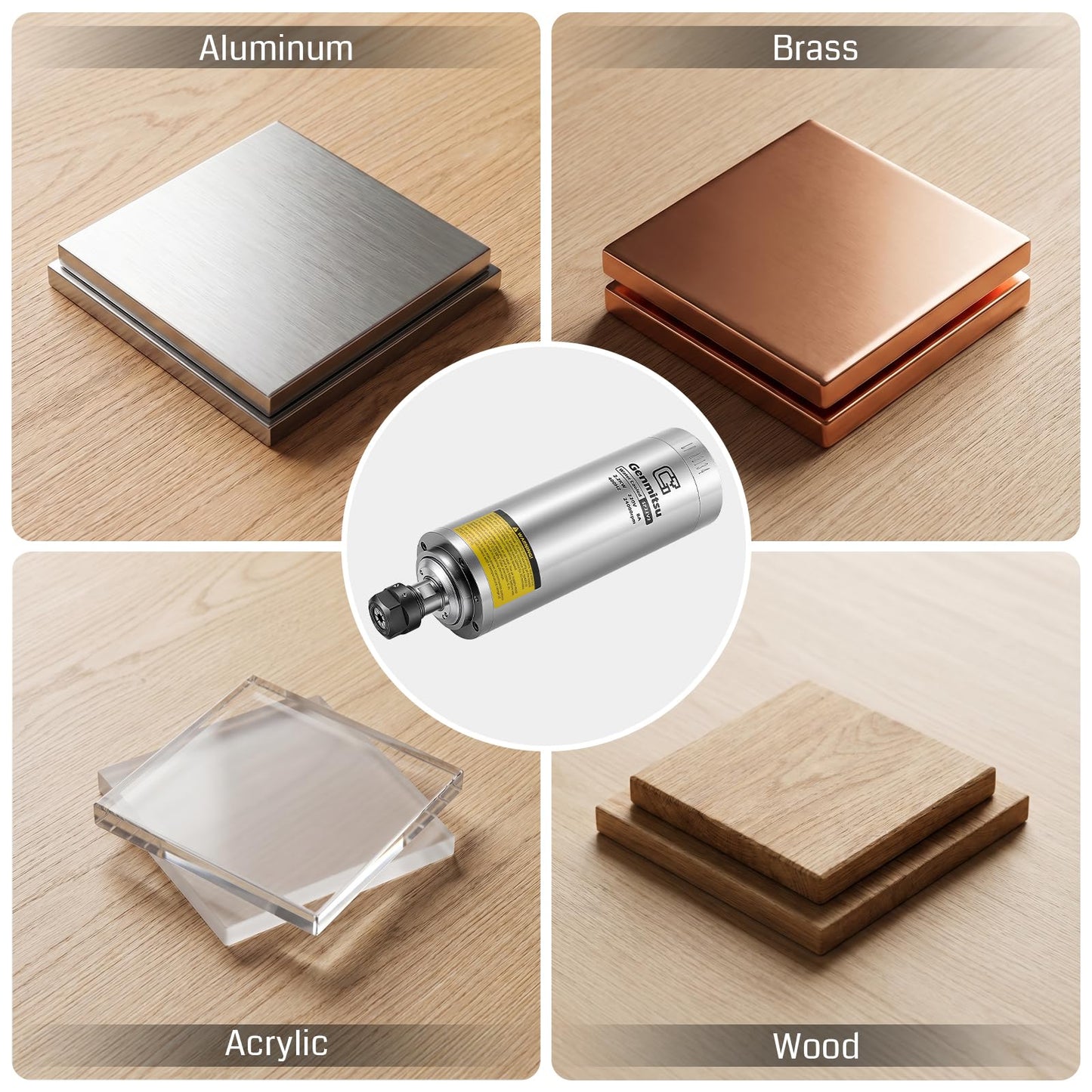 Genmitsu CNC Spindle Motor Kit, 2.2KW, Water Cooled Spindle Motor, 24000 RPM ER11 Collet with Pre-Wired VFD Inverter Box & Pump - 4 Bearing Precision Motor for CNC Router Machine Engraving