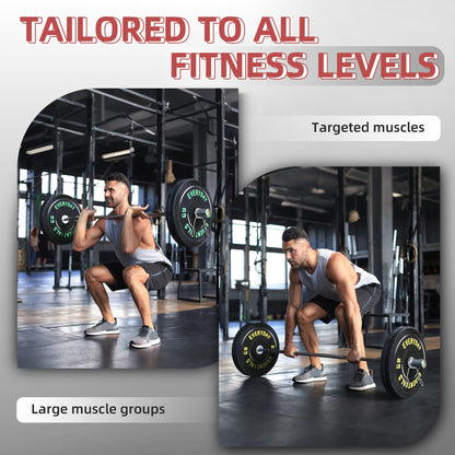 Fitvids Olympic Bumper Plates Set – 2" Weight Plates for Strength Training & Weightlifting – Set: 390 lbs – Black