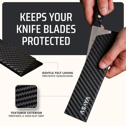 Asaya Professional Chef Knife Edge Guards – 6 Piece Knives Universal Covers - Extra Strength ABS Plastic and Food Safe Kitchen Knife Sheath Covers – Knives Not Included