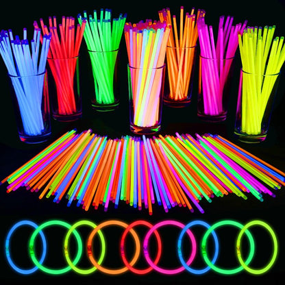 Mega-L 200 Pcs Glow Sticks Bulk Party Pack, Glow in the Dark Party Supplies, 8" Ultra Bright Glow Necklaces and Bracelets with Connectors for Neon Glow Birthday Pool Party, New Years Eve Party Favors