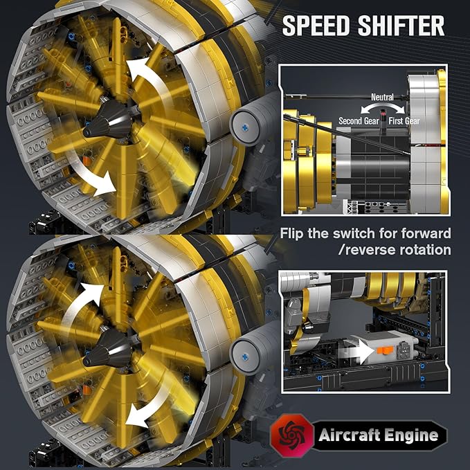 Mould King 10141 Aircraft Engine Model that Works Ideas Transmission Engine Model Toy for Display DIY STEM Project for 14+ Adults/Teens(2256 PCS)