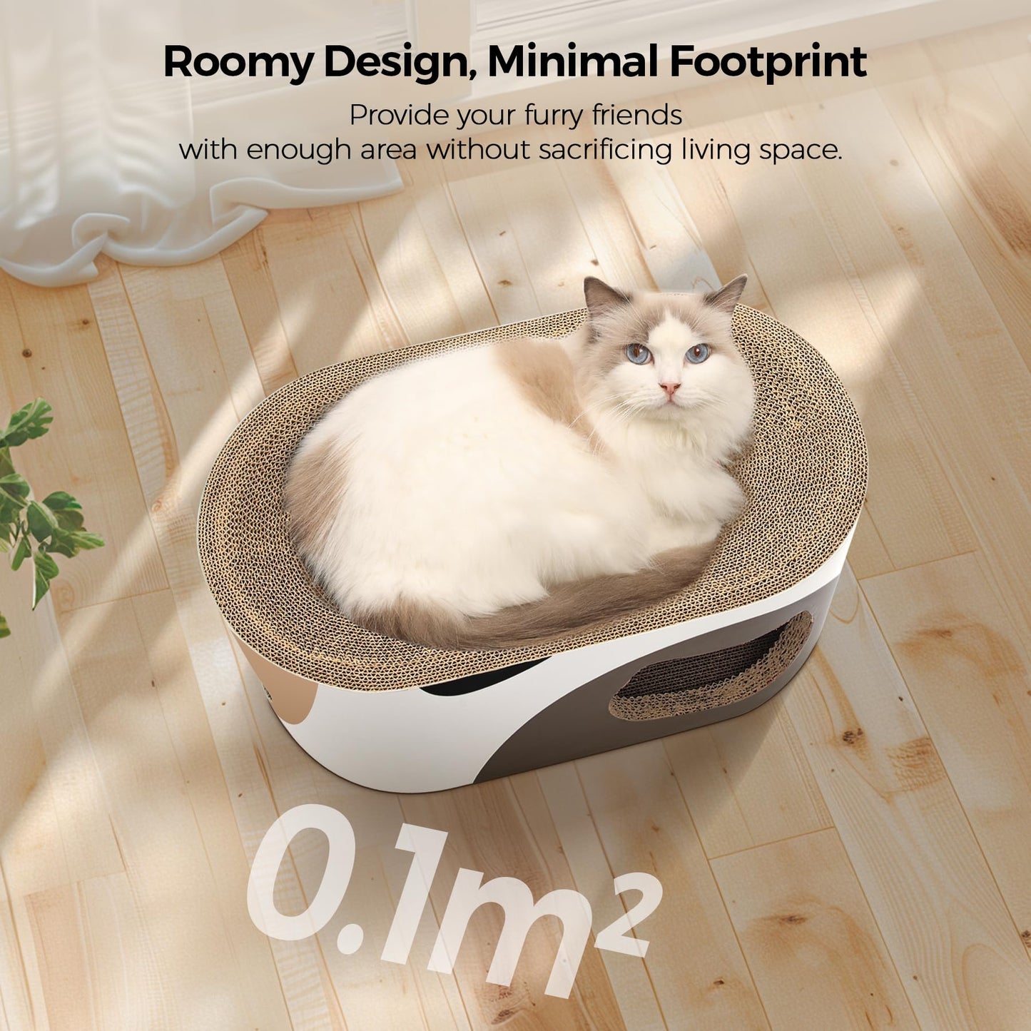 MSBC Big Cat Scratcher Lounge, Corrugated Cardboard Cat Scratcher House with Hole, Large Scratching Lounger Bed, Cat Scratching Pad for Indoor Cats as Furniture Protector, Rabbit Cardboard House