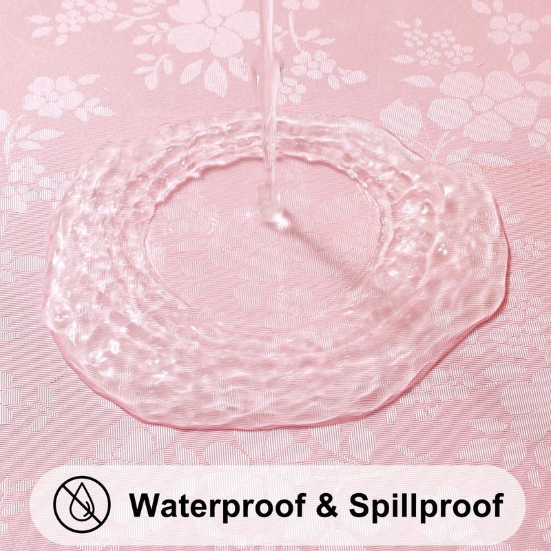 Smiry Round Table Cloth, Waterproof Heavy Duty Vinyl Tablecloths, Wipeable Washable Table Cover for Kitchen, Dining Room & Valentines(Pink, 60" Round)