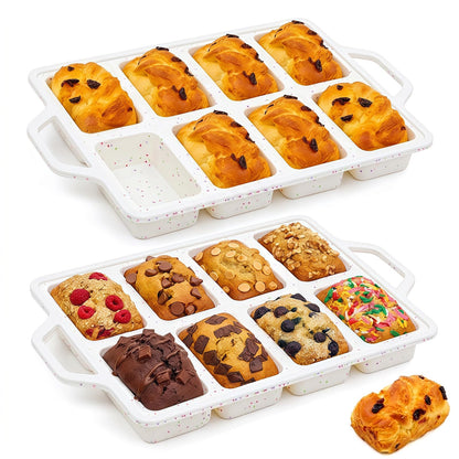 Vinino Compact 8-Cavity Mini Silicone Loaf Pan Cream for Recipe Testing