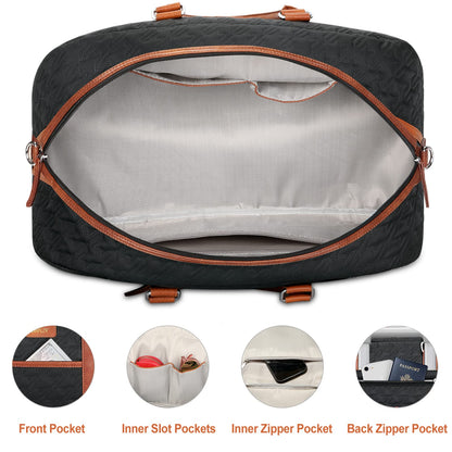 Weekender Bag for Women, Large Overnight Bag Canvas Travel Duffel Bag Carry On Tote with Shoe Compartment 21" 3Pcs Set