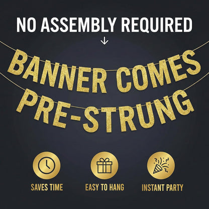 Pre-Strung 80 Gold Glitter Banner - 80th Birthday Decorations for Men & Women | Party Supplies