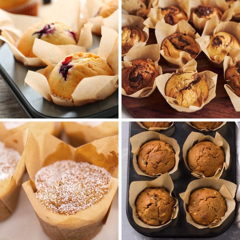 600 Pcs Tulip Muffin Liners Brown Cupcake Liners for Baking, Standard Size Parchment Paper Cup Cake Liner for Party, Christmas