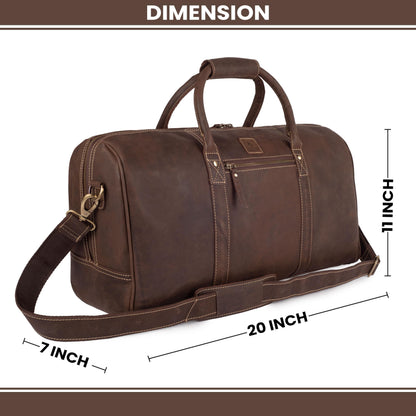 Genuine Leather Duffle Bag for Men & Women – Stylish Travel Weekender Bag with Shoulder Strap – Overnight, Gym, or Carry-On Luggage Bag – Vintage Brown