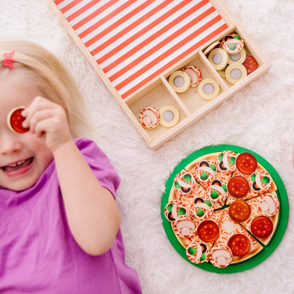 Melissa & Doug Pizza Party Wooden Play Food Set With 54 Toppings