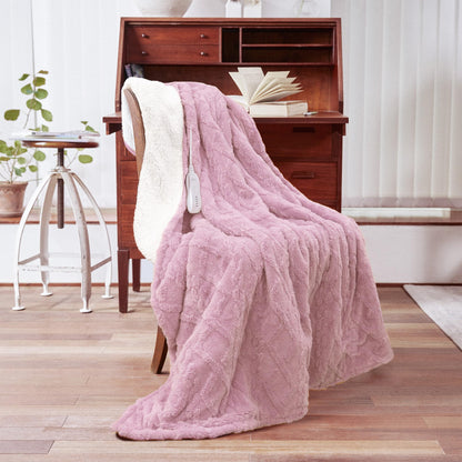 Heated Blanket-Electric Blanket,50"x60" Soft Heated Throw Blanket with 5 Heating Levels & 3 Hours auto-Off,Over-Heat Protection Fast-Heating,Machine Washable（Purple）