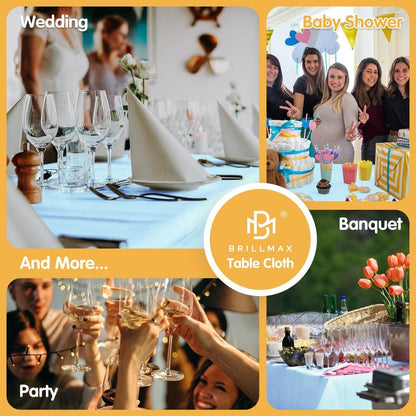 BRILLMAX 6 Pack Light Blue Tablecloths 90 x 132 Inch for 6ft Rectangle Tables - 150 GSM Polyester Fabric, Floor Length Drop, Water, Stain & Wrinkle Resistant Cloth Cover for Wedding Reception Banquet